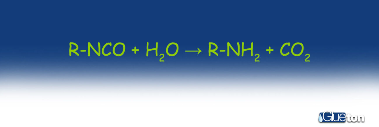 immagine che descrive chimicamente la reazione del monocomponente poliuretanico